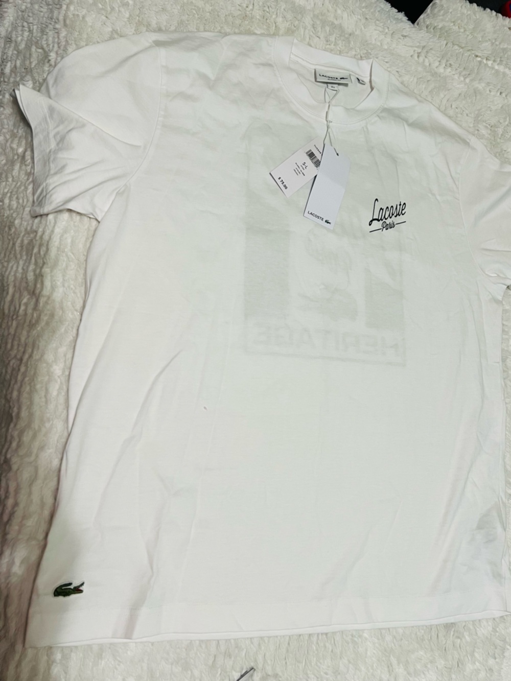 Lacoste White Short-Sleeve Logo Tee